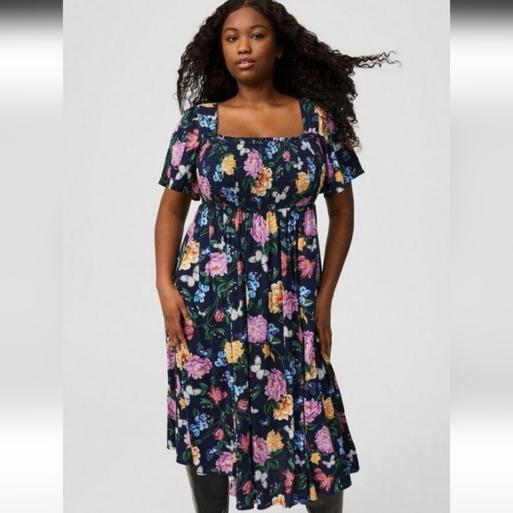 Torrid Floral A-Line Midi Dress